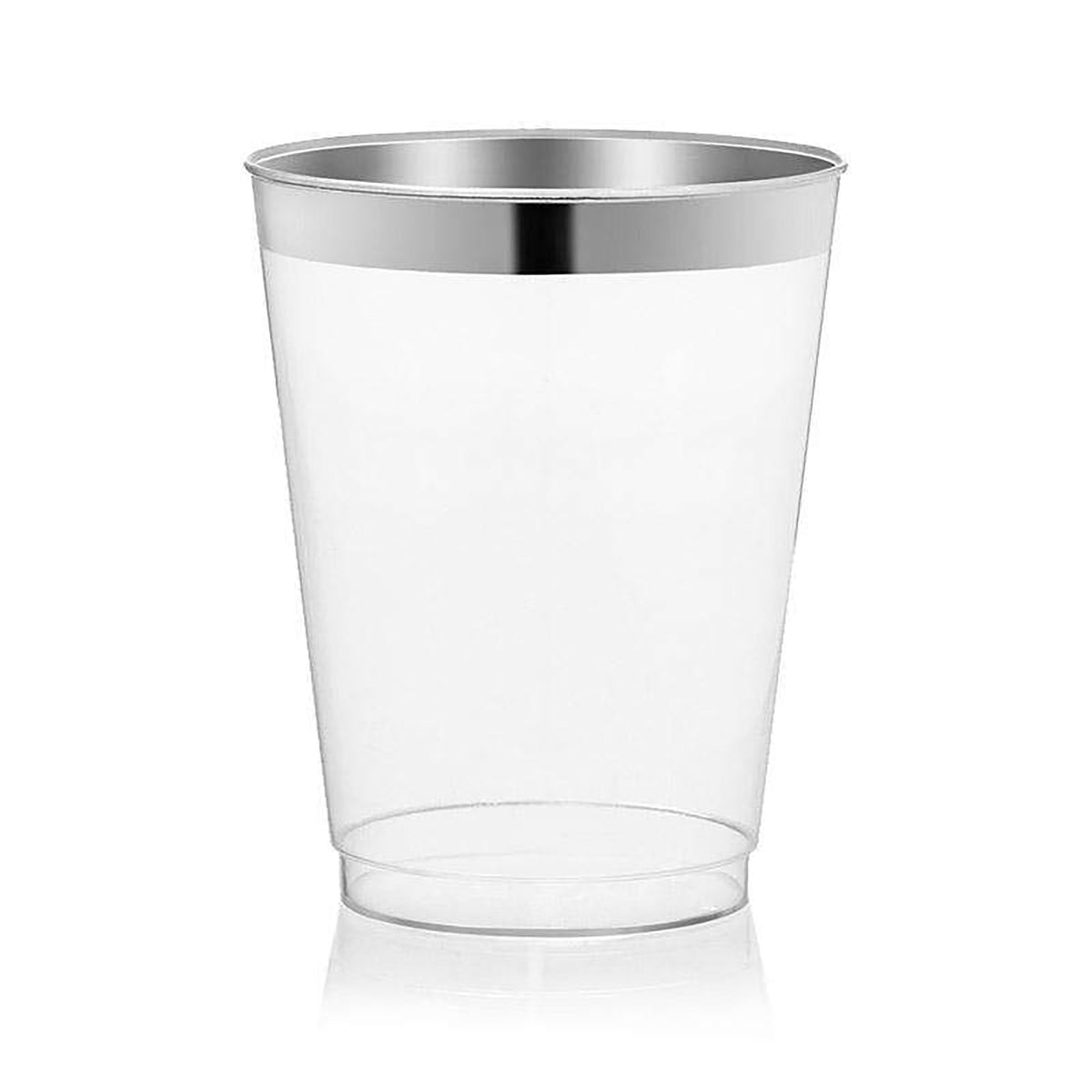 Plastic Cups - Clear Gold Swirl Round Tumblers